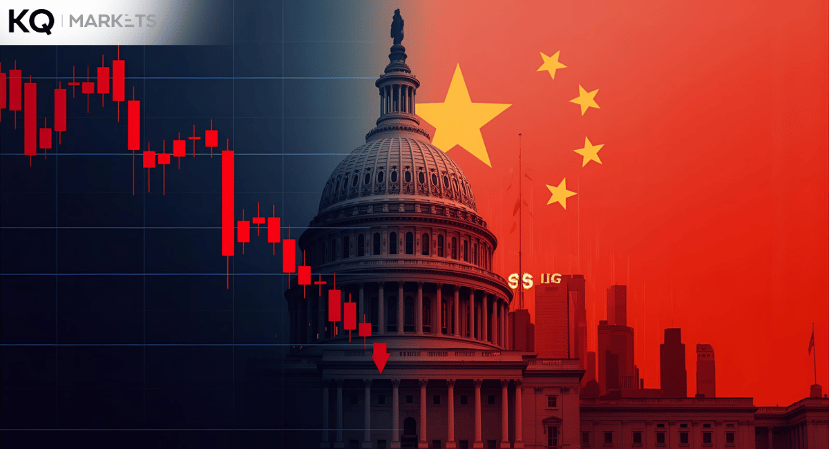 A chart of the Nasdaq 100 showing a sharp overnight dip after the release of Chinese trade data.